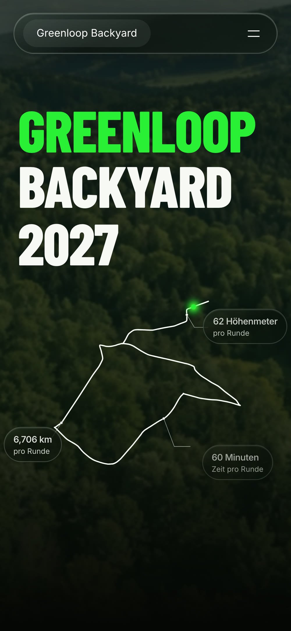 Greenloop Backyard pitch site on a phone